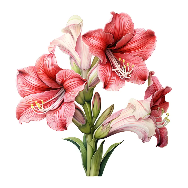 Beautiful Red and Pink Amaryllis Flowers