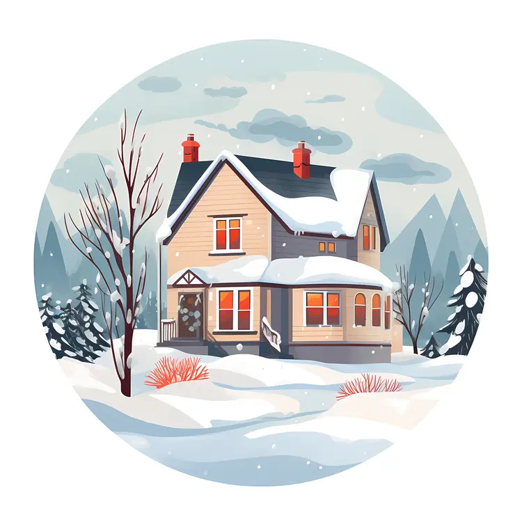 Snowy House in Winter Wonderland