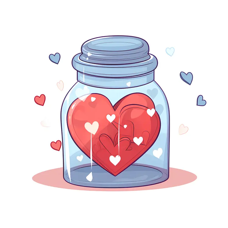Single Heart in a Jar with Blue Lid