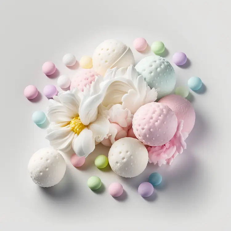 Pastel Colored Bath Bombs with Flowers