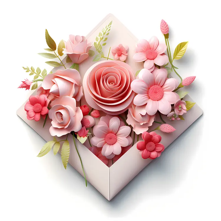 Pink Flowers in an Envelope