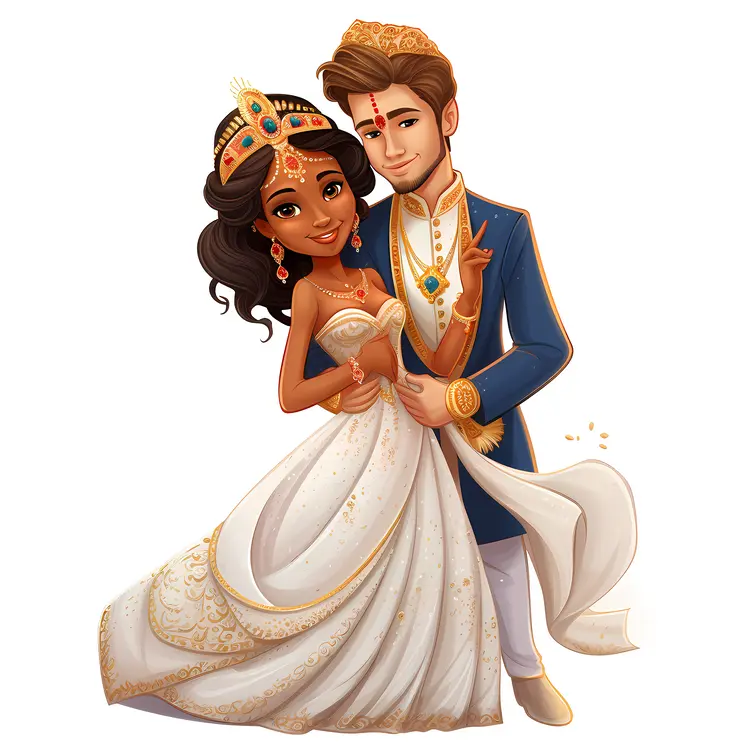 Elegant Couple in Indian Wedding Attire