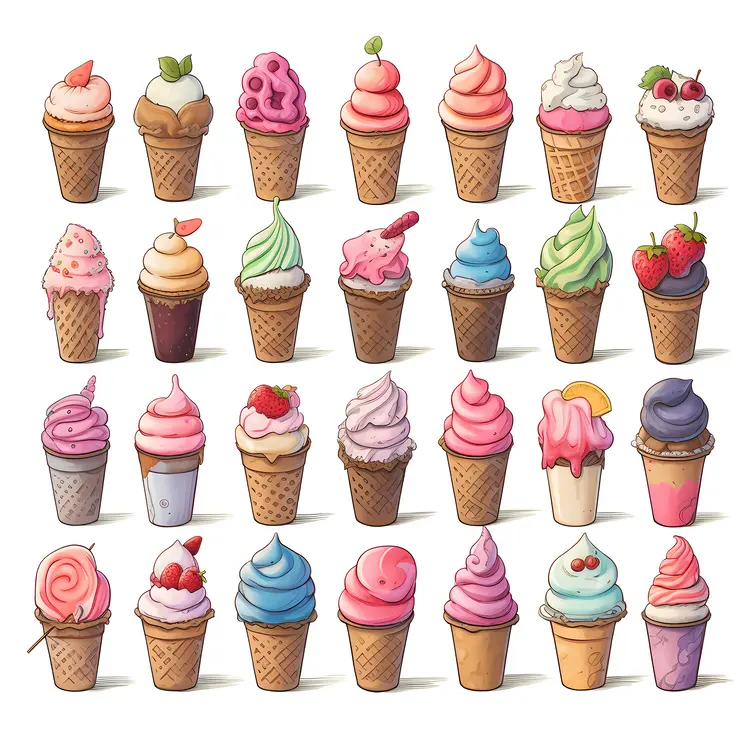Variety of Ice Cream Cones