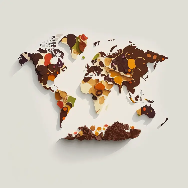 World Map with Food Elements