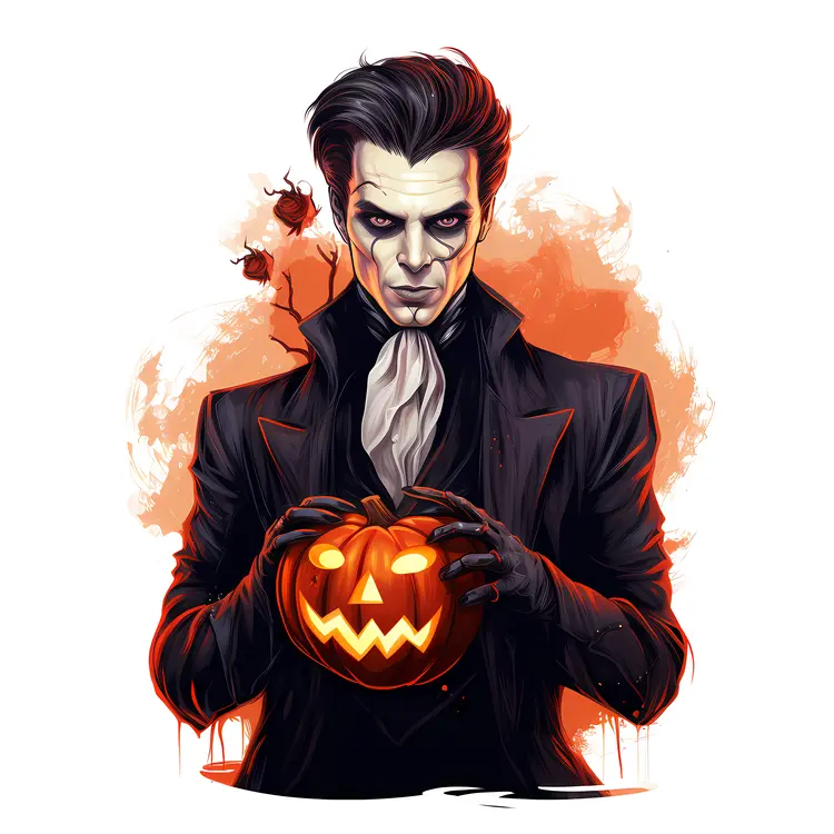 Vampire Holding a Pumpkin