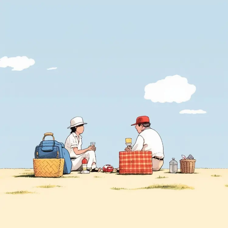 Couple Enjoying a Picnic on a Sunny Day