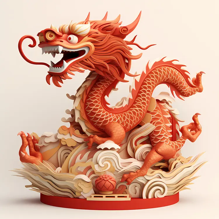 Dragon on Clouds Illustration