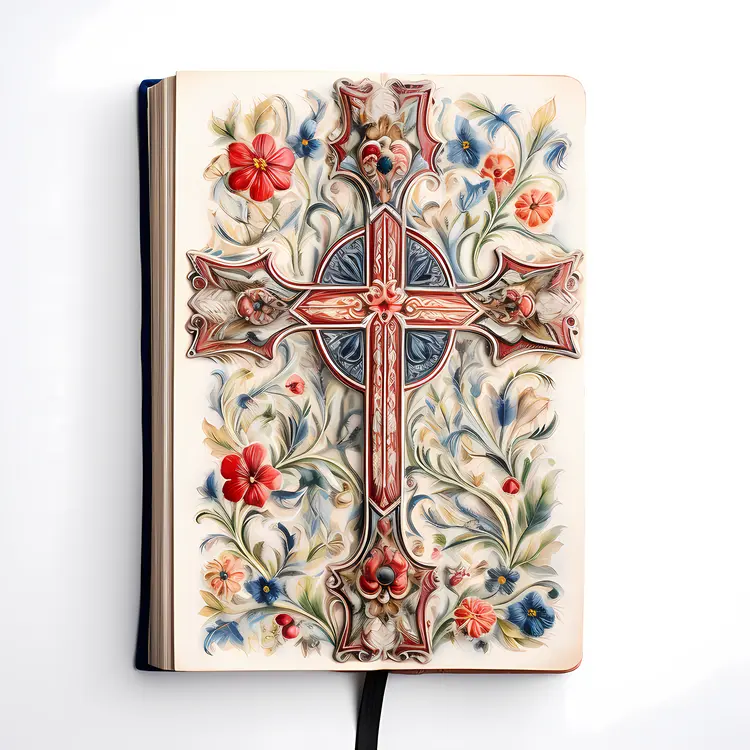Colorful Cross on an Open Bible
