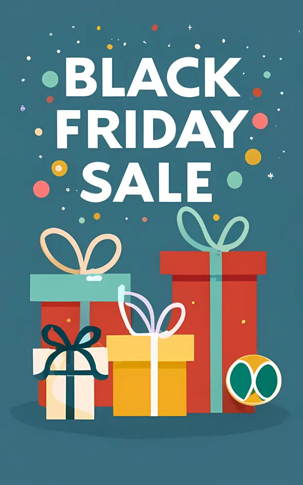 Black Friday Sale with Wrapped Gifts
