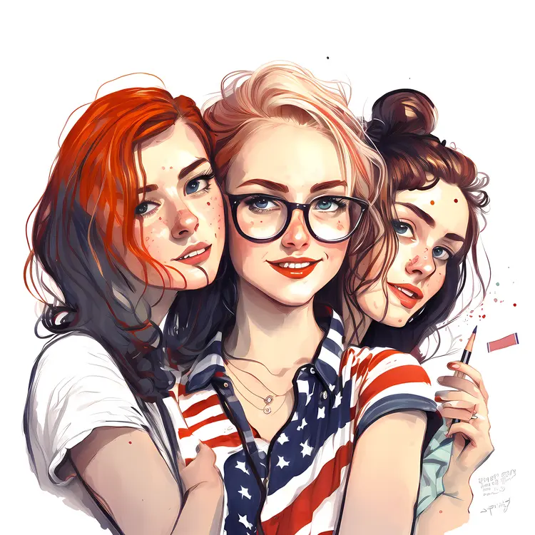 Three Friends Taking a Selfie