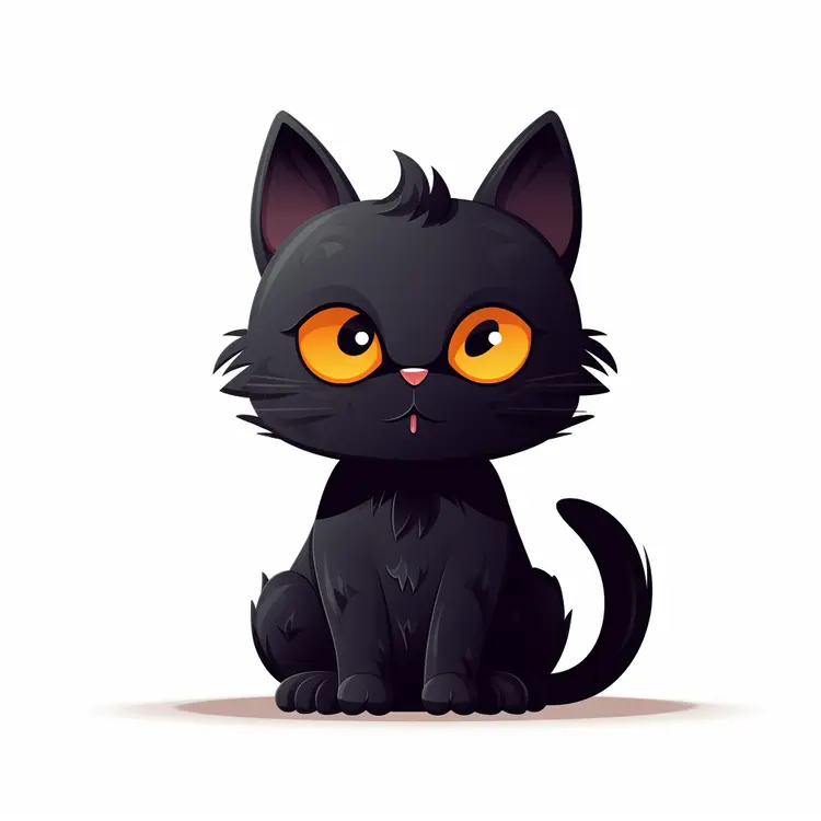 Cute Black Cat Cartoon Illustration