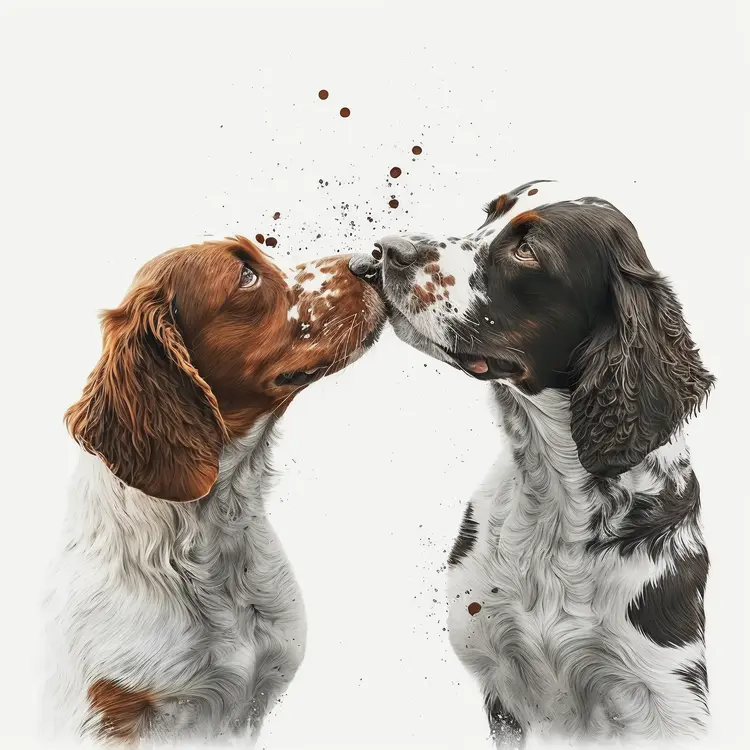 Two Dogs Nose-to-Nose in Artistic Style