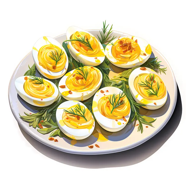 Deviled Eggs with Dill and Spice Garnish