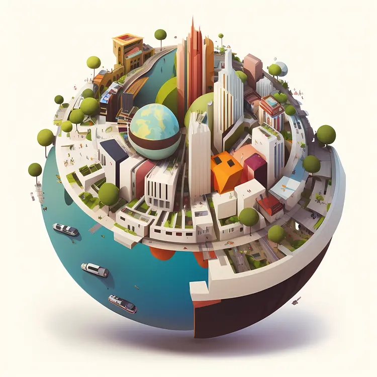 Modern cityscape with diverse architecture
