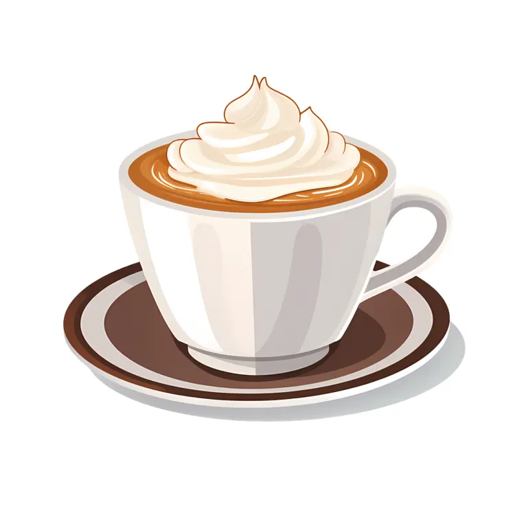 Coffee with whipped cream on saucer