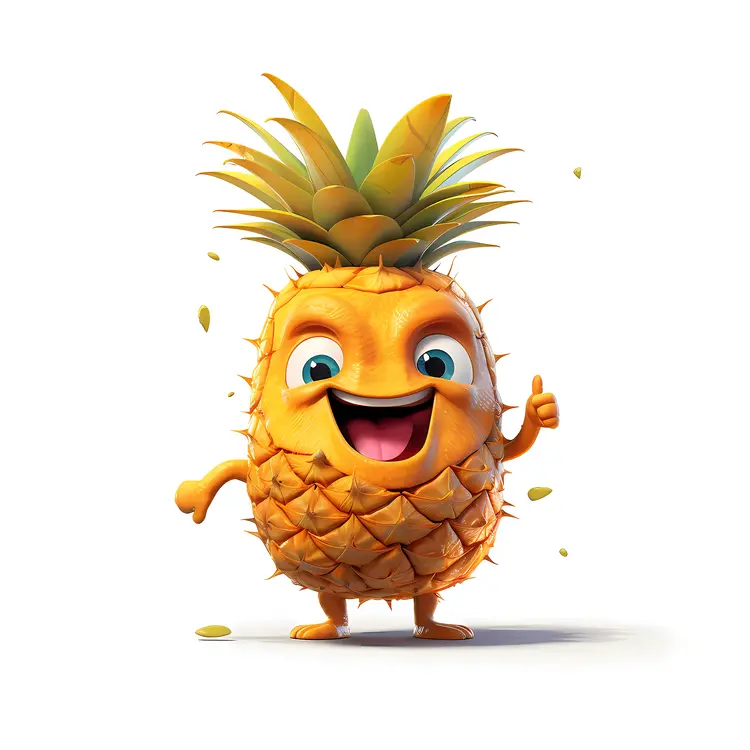 Happy Pineapple Cartoon Character
