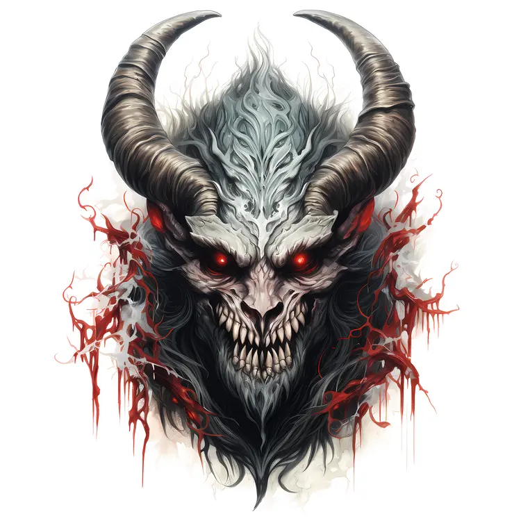 Dark Demon Skull with Horns