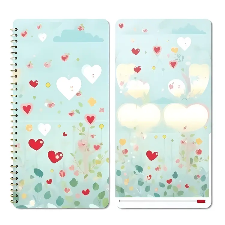 Cute Floral and Heart Pattern Notebook for Valentine's Day