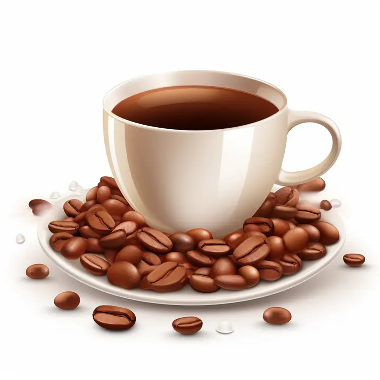 Coffee Cup with Beans on Saucer