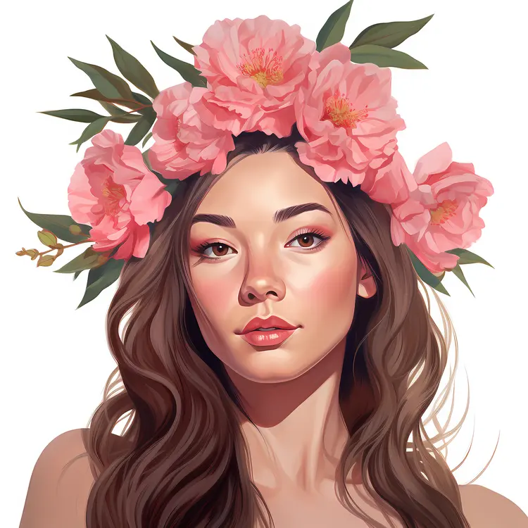 Beautiful Woman with Flower Crown