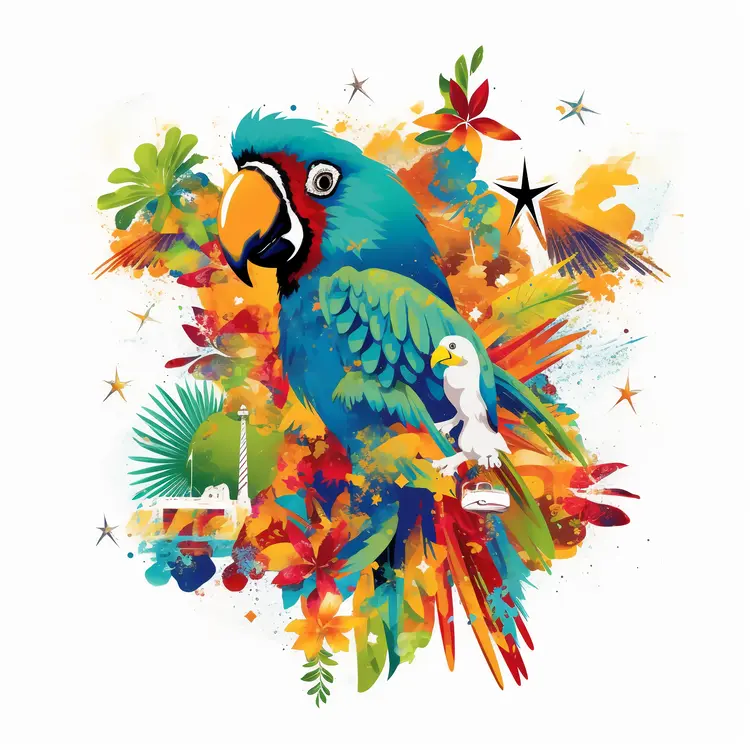 Colorful Parrot with Tropical Background