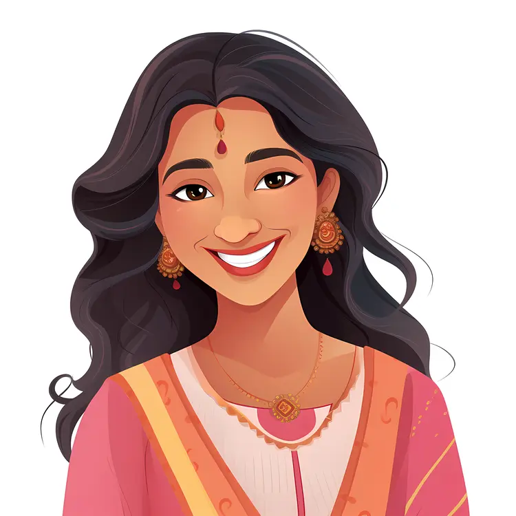 Smiling Woman in Traditional Attire with Jewelry