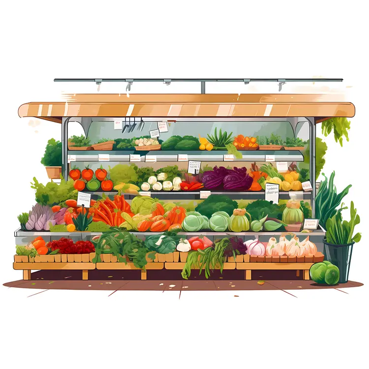 Market Stand with Fresh Vegetables