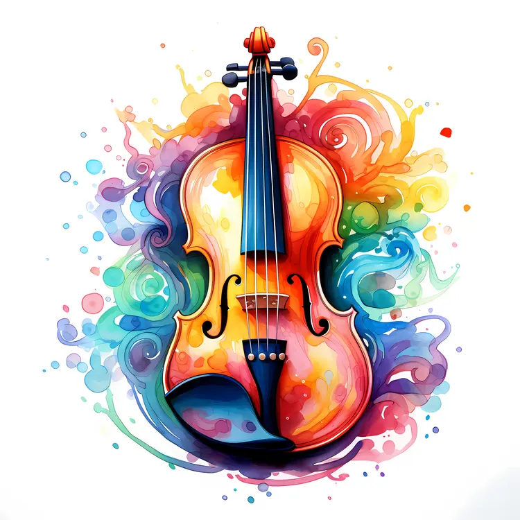 Colorful Violin with Artistic Design