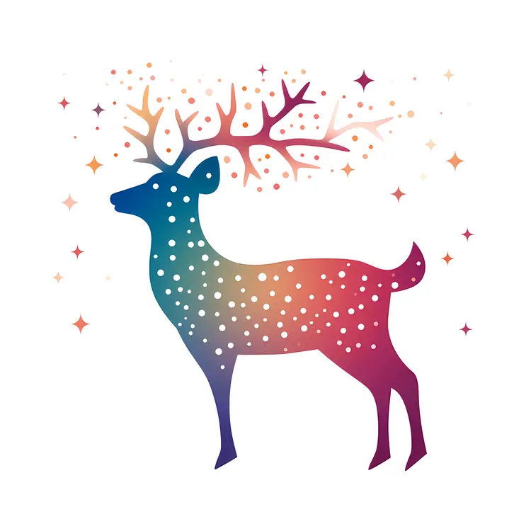 Colorful Deer with Starry Antlers