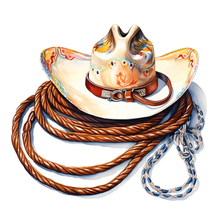 Cowboy Hat and Rope Illustration