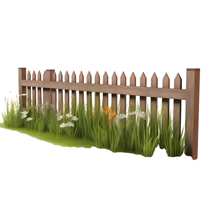 Long Wooden Fence with White Flowers