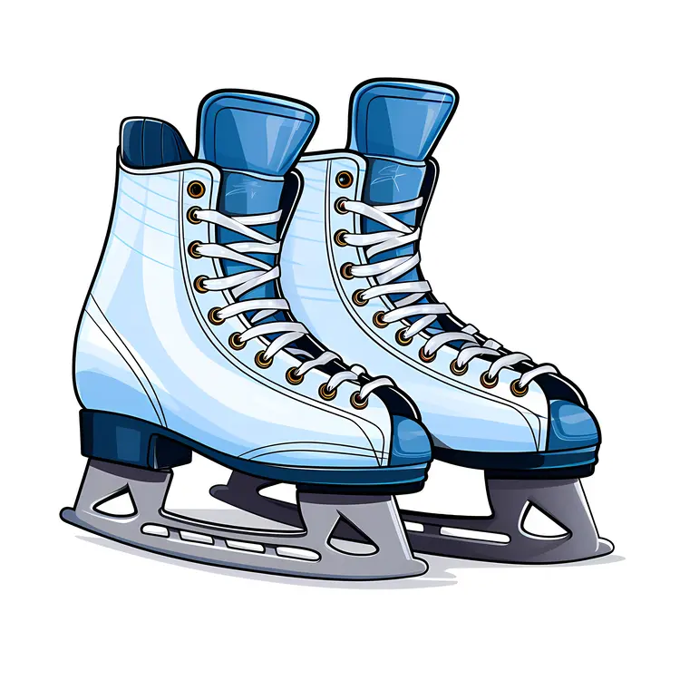 Blue and White Ice Skates for Winter Sports