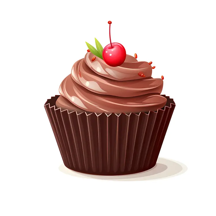 Chocolate Cupcake with Cherry and Sprinkles
