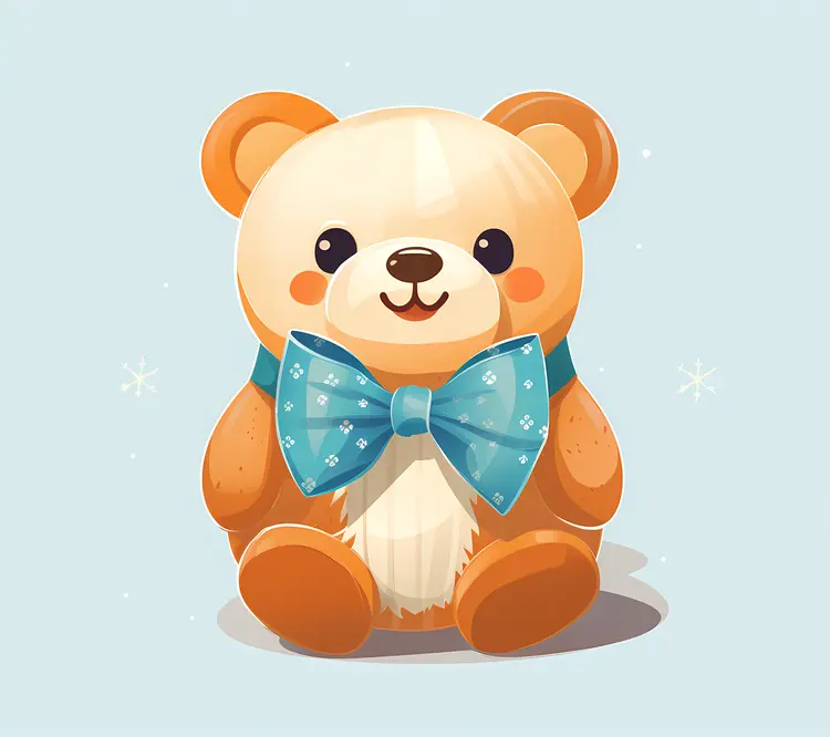 Cute Teddy Bear with Blue Bow Tie