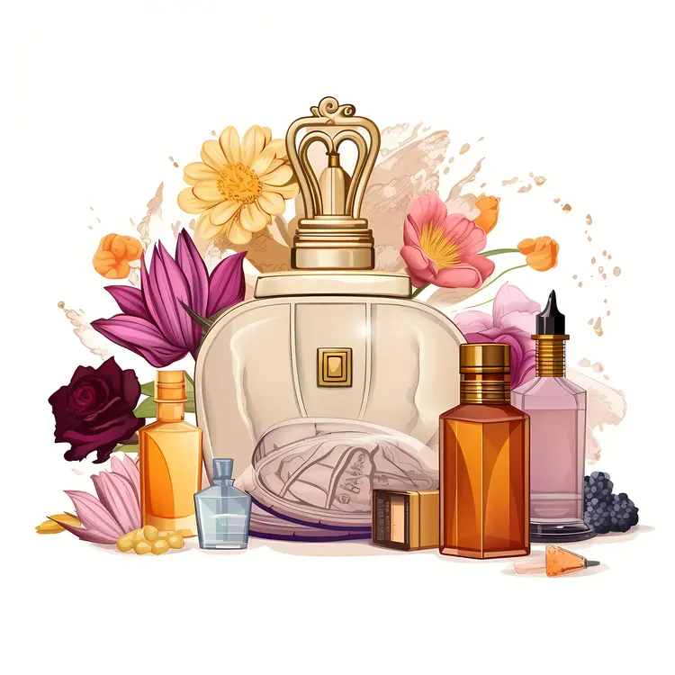 Luxurious Perfume Bottles with Floral Accents