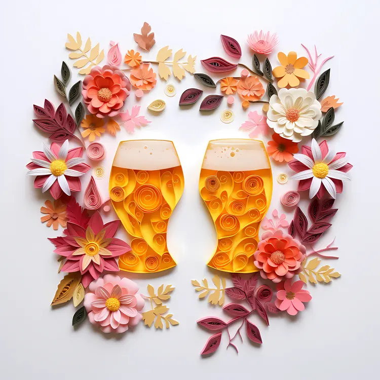 Beer Glasses with Colorful Flowers