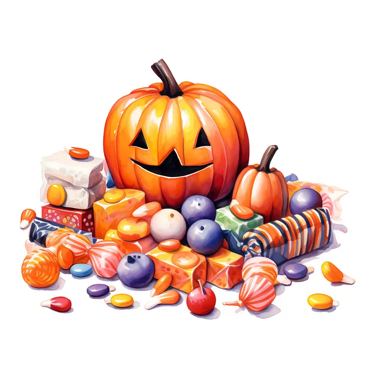 Pumpkin and Candy for Halloween Celebration