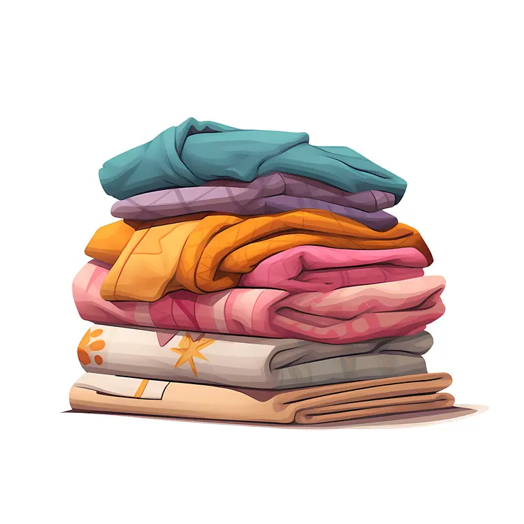 Stack of Colorful Folded Clothes