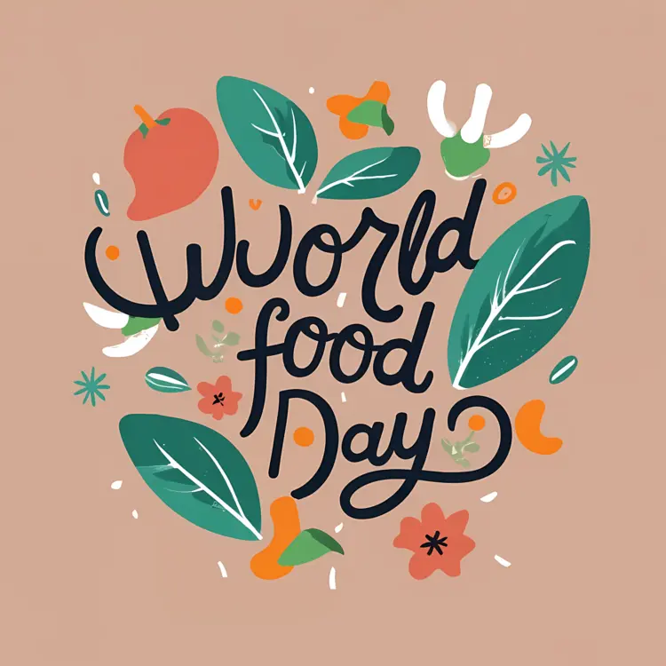 World Food Day with Leaves and Fruits