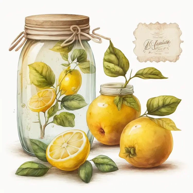 Fresh Lemons in a Jar Illustration