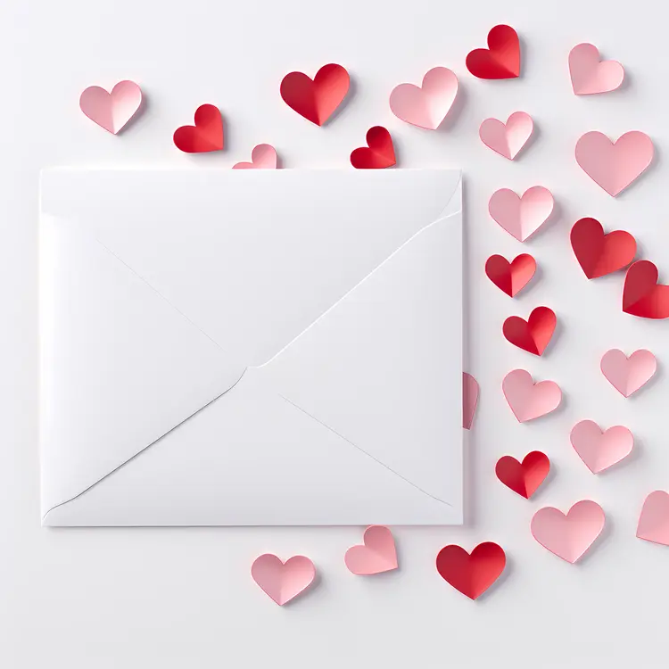 Envelope with Red and Pink Hearts