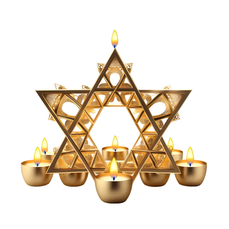 Golden Star with Multiple Candles for Festive Celebration