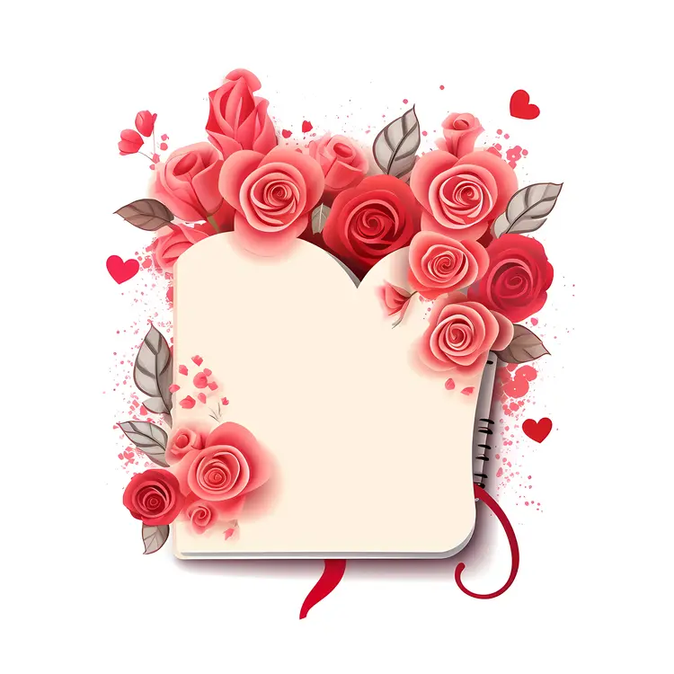 Red Roses and Hearts on Notebook