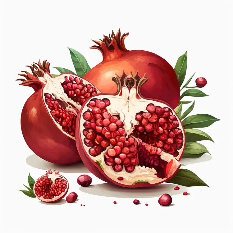 Fresh Pomegranate Illustration with Seeds