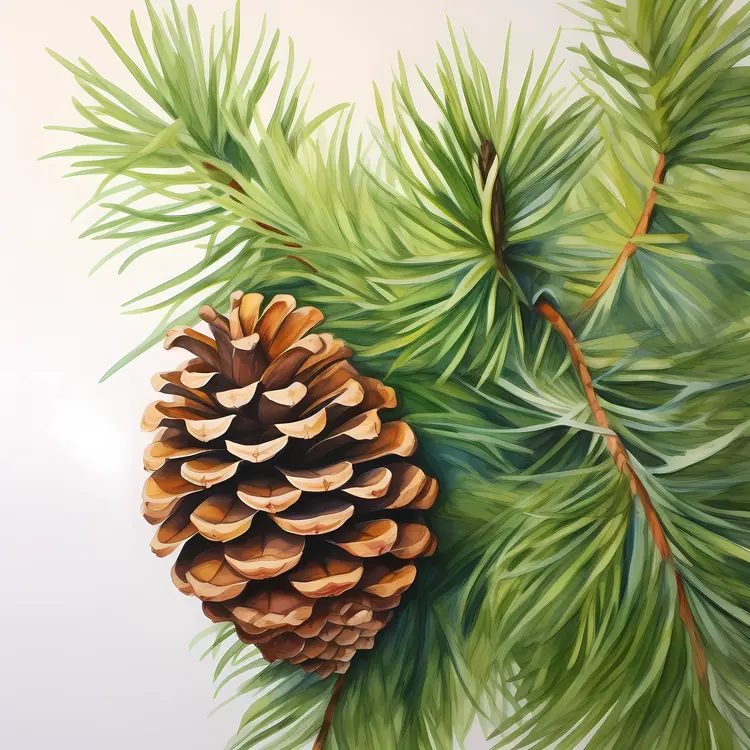 Pine Cone on Pine Tree Branch