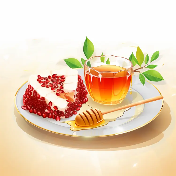 Honey and Pomegranate on Plate