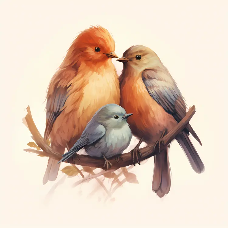 Cute Bird Family Illustration