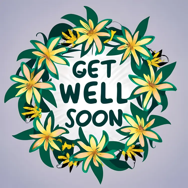 Get Well Soon Card with Yellow Flowers