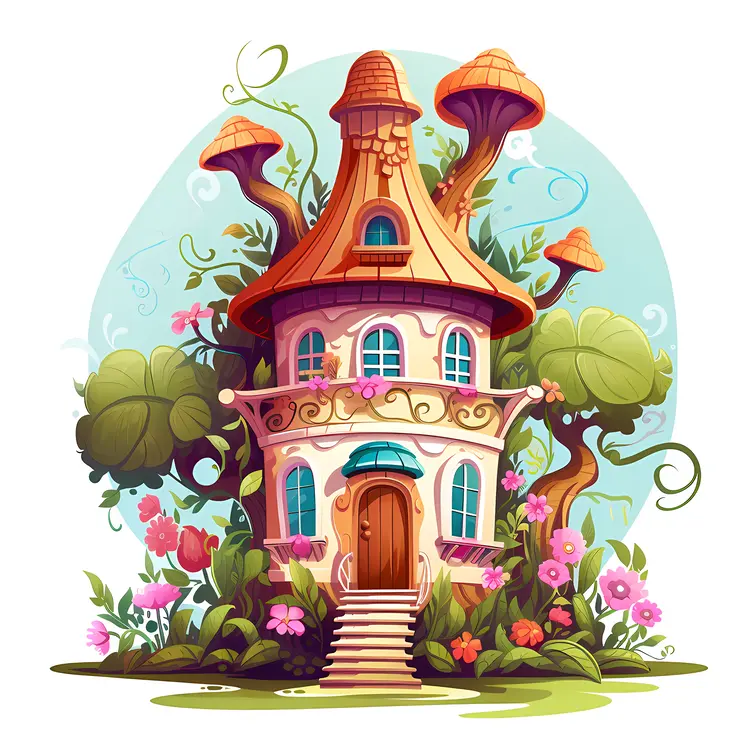 Whimsical Fairy Tale House with Garden