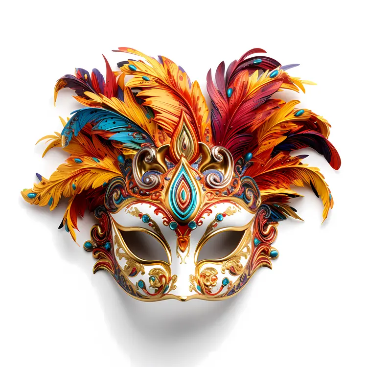 Festive Mask with Colorful Feathers